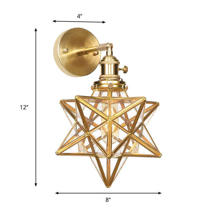 Geometrisch/Globus/Pentagram Wandlampe Zeitgenössische prismatische Glas 1 Glühbirne Messing Wandmontage Lichtarmatur