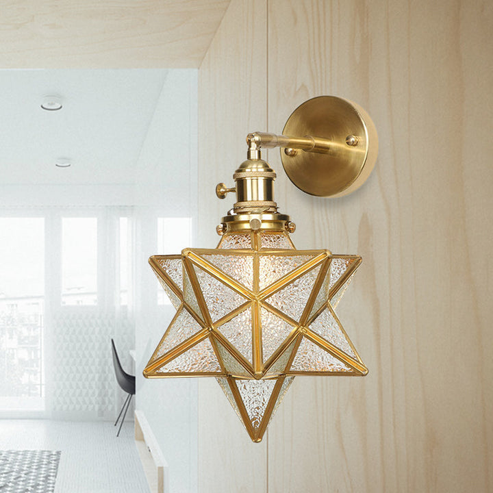 Geometrisch/Globus/Pentagram Wandlampe Zeitgenössische prismatische Glas 1 Glühbirne Messing Wandmontage Lichtarmatur