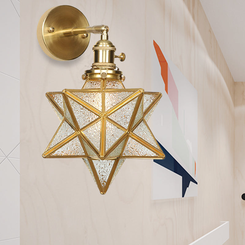 Geometrisch/Globus/Pentagram Wandlampe Zeitgenössische prismatische Glas 1 Glühbirne Messing Wandmontage Lichtarmatur