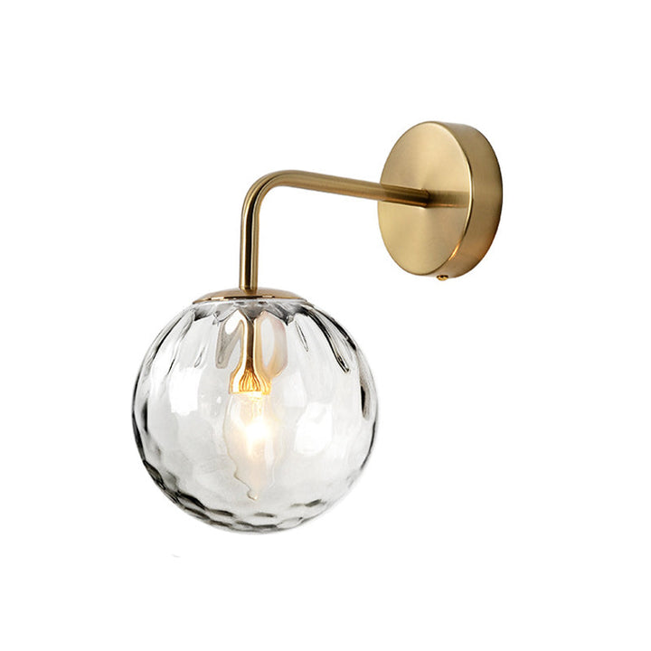 Geripptes Glas-Sphäre Wandleuchte Minimalistisch 1 Licht Gold Wandlampe mit Arm