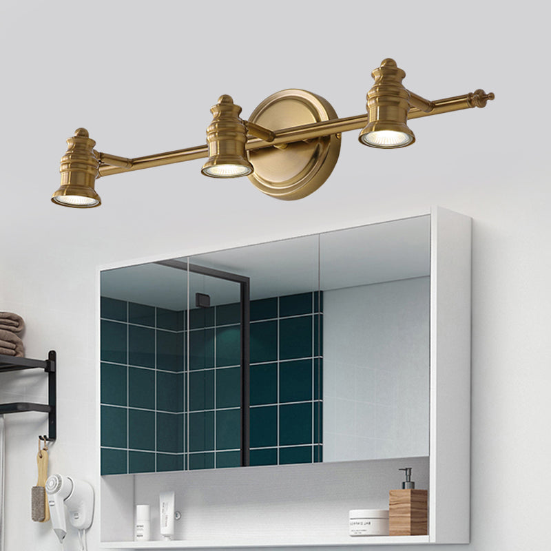 Lineare Badezimmer Spiegel Licht Traditionalismus Metall 2/3/4-Glühbirne Messing Wand Sconce Beleuchtung
