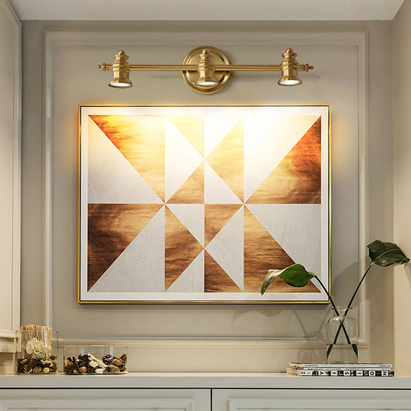 Linear Badezimmer-Spiegel Licht Traditionalismus Metall 2/3/4-Glühbirne Messing Wand Sconce Beleuchtung