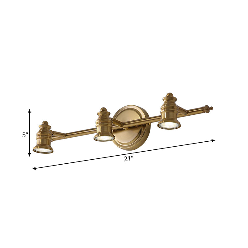 Linear Badezimmer-Spiegel Licht Traditionalismus Metall 2/3/4-Glühbirne Messing Wand Sconce Beleuchtung