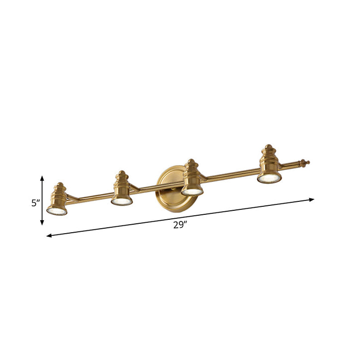 Lineare Badezimmer Spiegel Licht Traditionalismus Metall 2/3/4-Glühbirne Messing Wand Sconce Beleuchtung