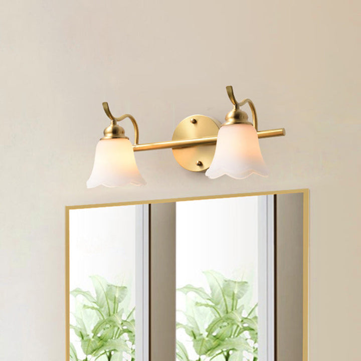 Blumen Badezimmer Wand Waschbecken Licht Traditionalist Metall 2/3 Glühbirnen LED Messing Wandleuchte Beleuchtung