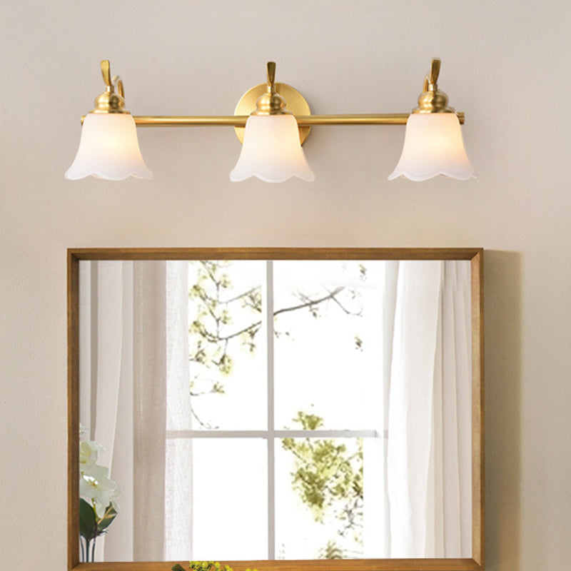 Blumen Badezimmer Wand Waschbecken Licht Traditionalist Metall 2/3 Glühbirnen LED Messing Wandleuchte Beleuchtung