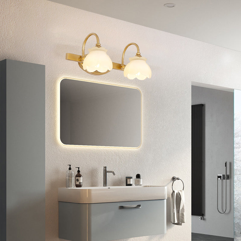 Blossom Badezimmer Vanity Spiegel Licht Traditionelle Metall LED 2/3/4 Köpfe Messing Wandmontierte Lampe