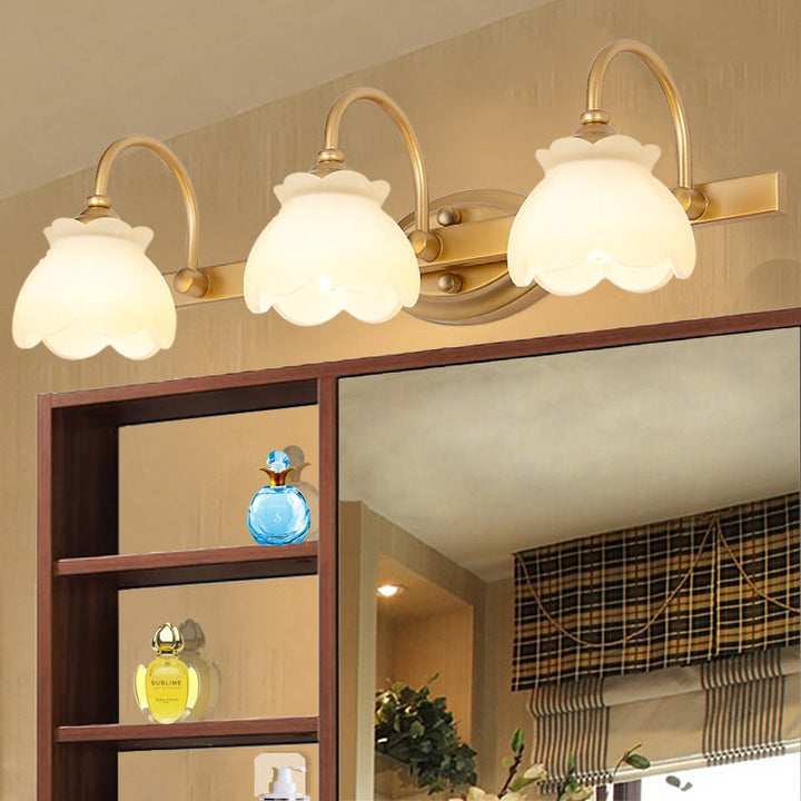Blossom Badezimmer Vanity Spiegel Licht Traditionelle Metall LED 2/3/4 Köpfe Messing Wandmontierte Lampe