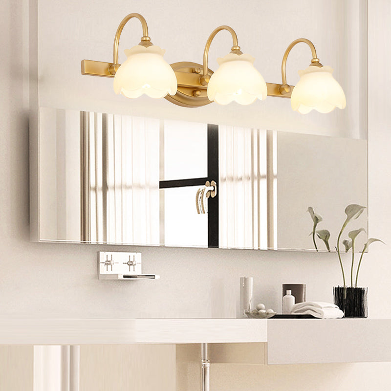 Blossom Badezimmer Vanity Spiegel Licht Traditionelle Metall LED 2/3/4 Köpfe Messing Wandmontierte Lampe