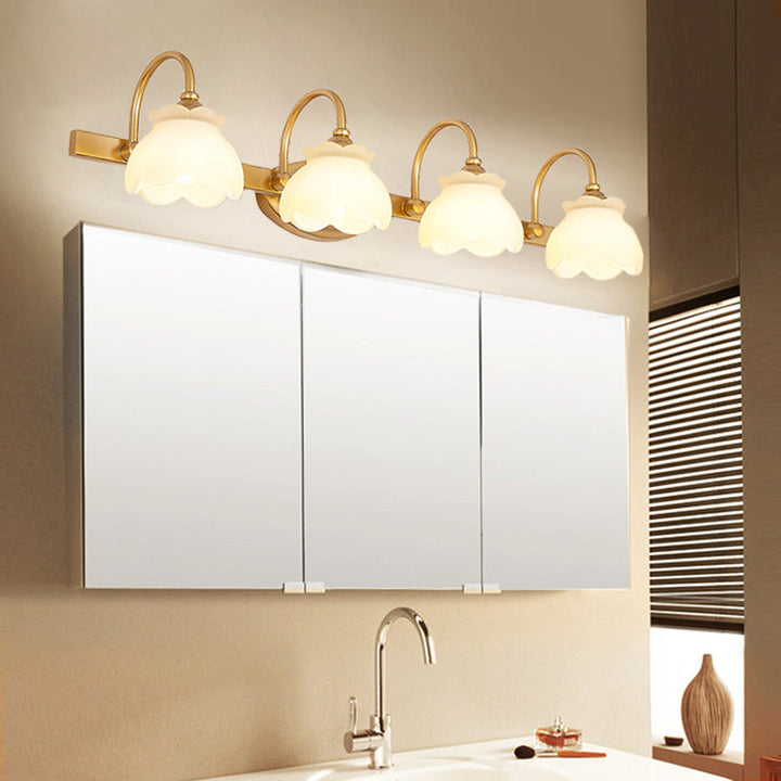 Blossom Badezimmer Vanity Spiegel Licht Traditionelle Metall LED 2/3/4 Köpfe Messing Wandmontierte Lampe