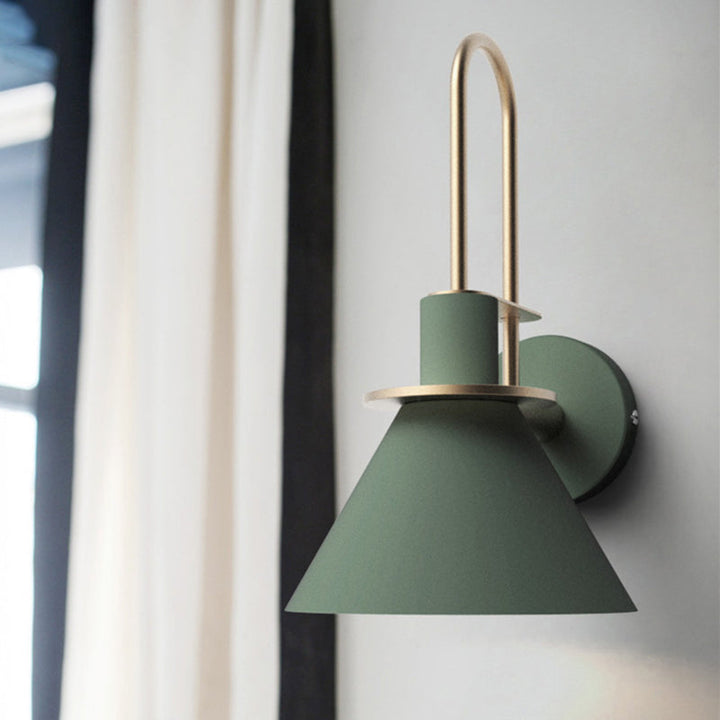1 Licht Nachttisch Wandmontierte Licht Schlichte Schwarz/Weiß/Grün Wandleuchte mit konischem Metallschirm