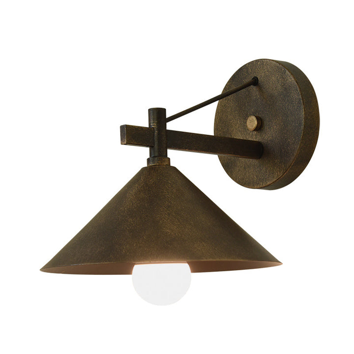 Metallische Kegel Wandhängelampe Vintage 1 Licht Außenwandbeleuchtungsarmatur in Schwarz/Antikmessing/Alter Silber
