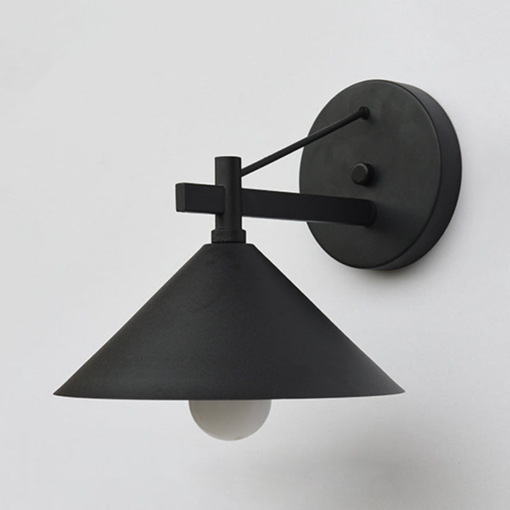 Metallische Kegel Wandhängelampe Vintage 1 Licht Außenwandbeleuchtungsarmatur in Schwarz/Antikmessing/Alter Silber