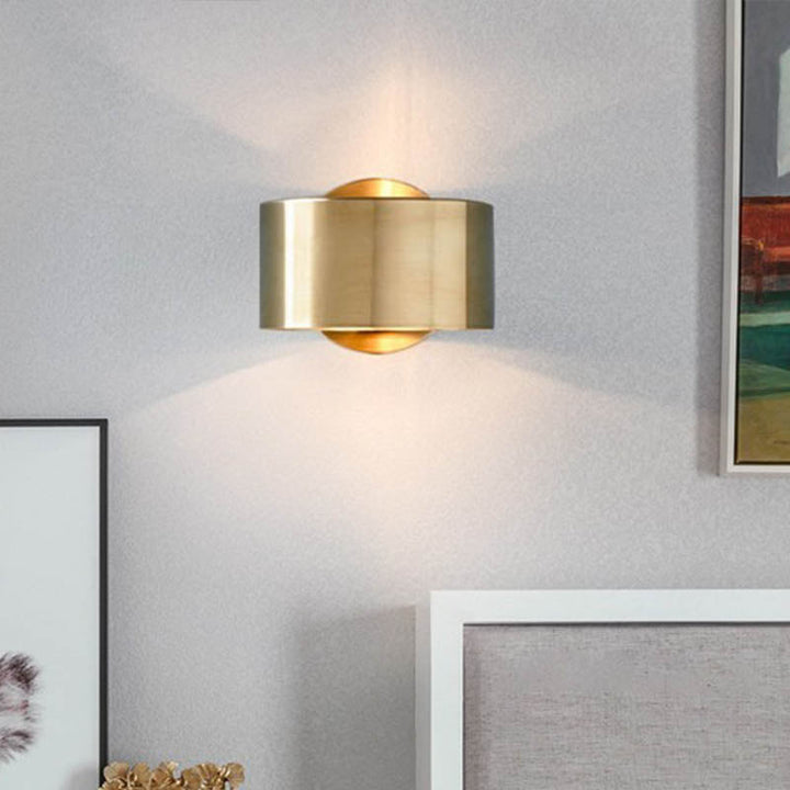 Drum Wandmontierte Lampe Minimalistisches Metall 1 Kopf Wohnzimmer Wandbeleuchtungseinrichtung in Gold