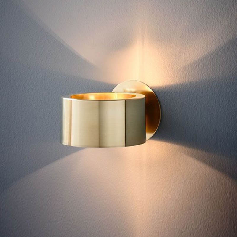 Drum Wandmontierte Lampe Minimalistisches Metall 1 Kopf Wohnzimmer Wandbeleuchtungseinrichtung in Gold