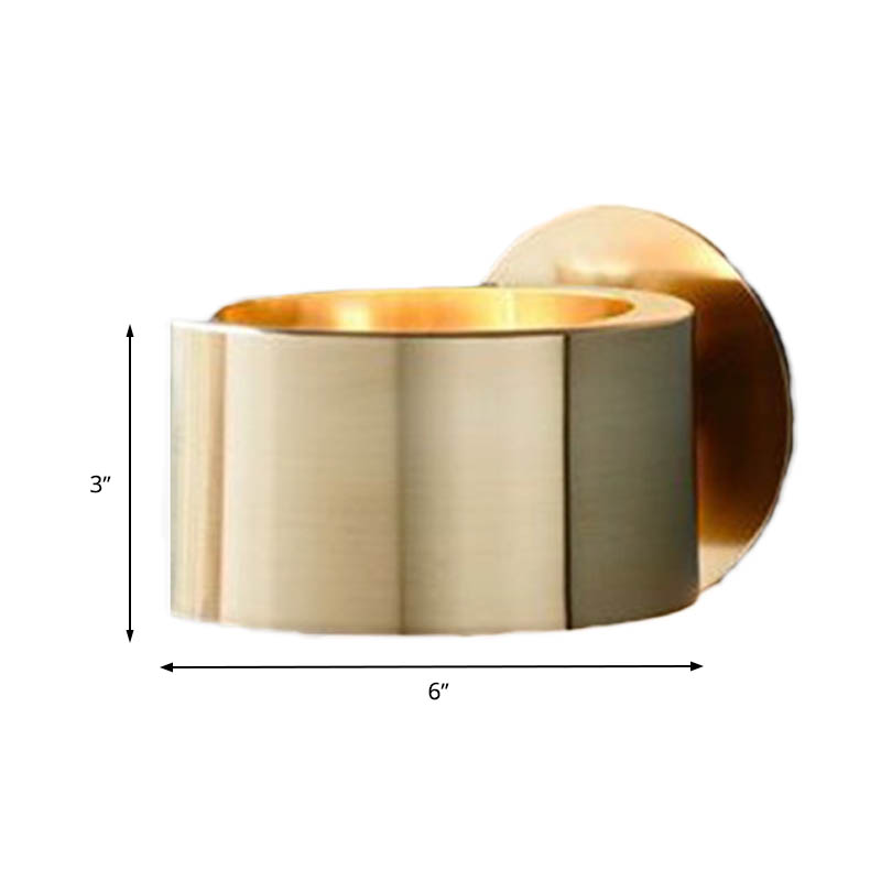 Drum Wandmontierte Lampe Minimalistisches Metall 1 Kopf Wohnzimmer Wandbeleuchtungseinrichtung in Gold