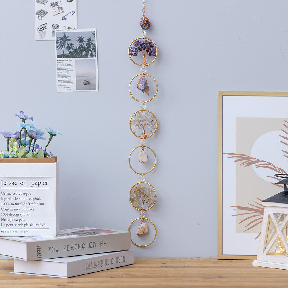 Kristall Lebensbaum 6 Ringe Wanddeko Ornament