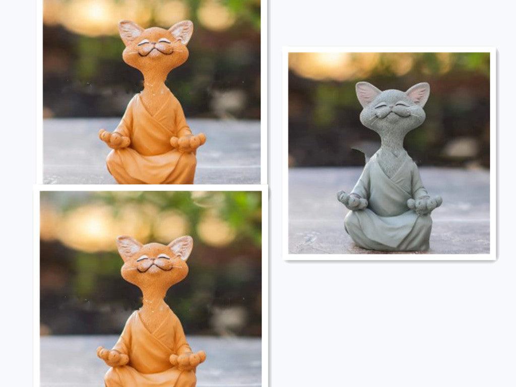 Verspielt Schwarze Buddha Katze Figur Meditation Yoga Sammlerstück Glückliche Katze Dekor Zuhause Garten Dekoration Garten Ornament