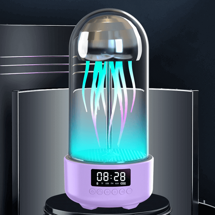 Kreative 3in1 Bunte Quallenlampe Mit Uhr Leuchtende Tragbare Stereo Atmungslicht Smarte Dekoration Bluetooth Lautsprecher