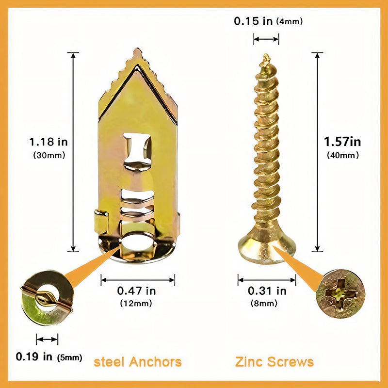 Trockenbau Erweiterungsanker + Hochfeste Zinkschrauben Kit (Packung von 100)
