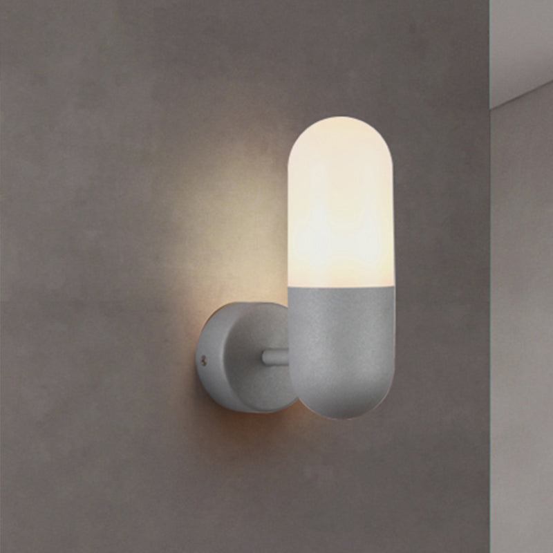 Kapsel Metall Wandleuchte Postmodern 1 Licht Schwarz/Grau/Weiß Wandmontierte Lampe für Schlafzimmer