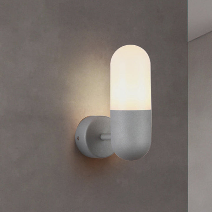Kapsel Metall Wandleuchte Postmodern 1 Licht Schwarz/Grau/Weiß Wandmontierte Lampe für Schlafzimmer