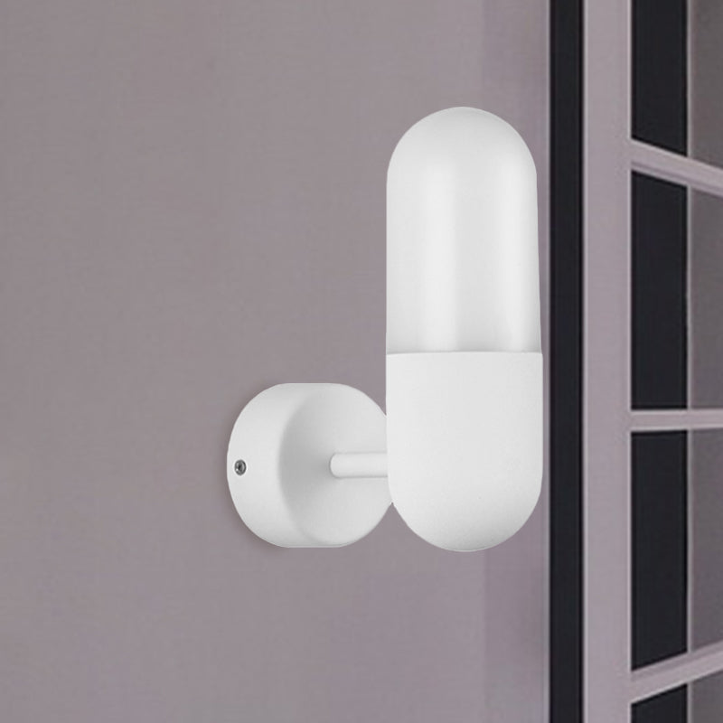 Kapsel Metall Wandleuchte Postmodern 1 Licht Schwarz/Grau/Weiß Wandmontierte Lampe für Schlafzimmer