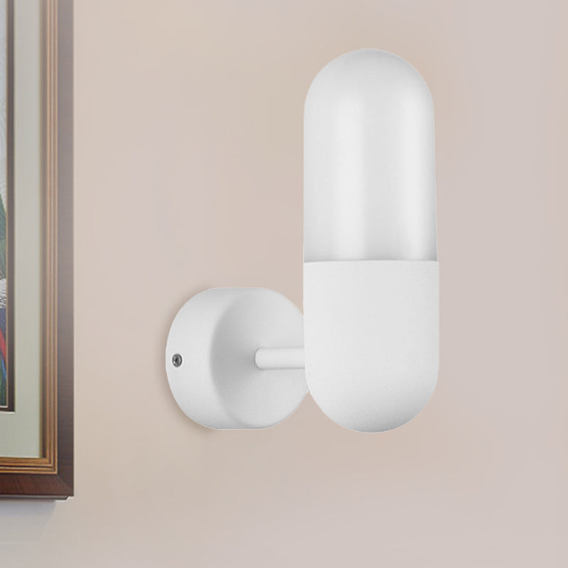 Kapsel Metall Wandleuchte Postmodern 1 Licht Schwarz/Grau/Weiß Wandmontierte Lampe für Schlafzimmer