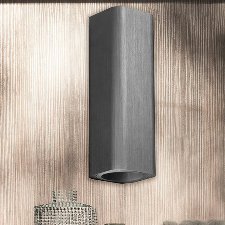 Moderne Kubus Wandmontierte Leuchte Metall Wohnzimmer LED Oben und Unten Wandleuchte in Bronze/Gold/Braun