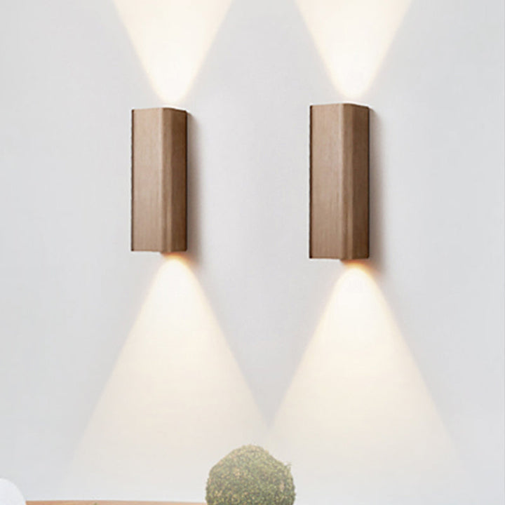 Moderne Kubus Wandmontierte Leuchte Metall Wohnzimmer LED Oben und Unten Wandleuchte in Bronze/Gold/Braun