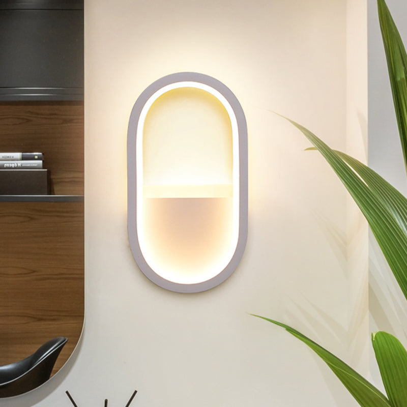 Oval Wandlicht Leuchte Zeitgenössisch Acryl Schwarz/Weiß LED Wand Sconces in Warm/Weiß Licht