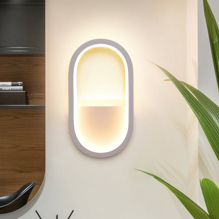 Oval Wandlicht Leuchte Zeitgenössisch Acryl Schwarz/Weiß LED Wand Sconces in Warm/Weiß Licht