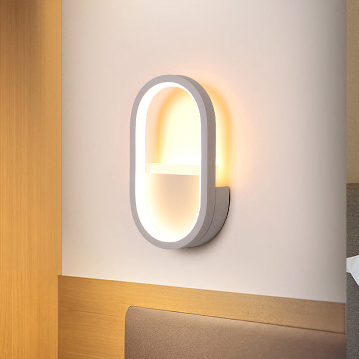 Oval Wandlicht Leuchte Zeitgenössisch Acryl Schwarz/Weiß LED Wand Sconces in Warm/Weiß Licht