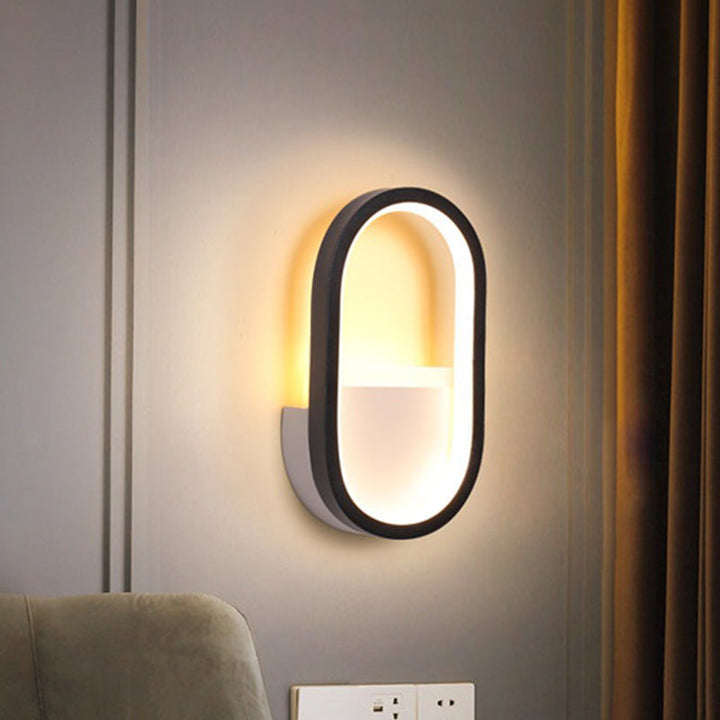 Oval Wandlicht Leuchte Zeitgenössisch Acryl Schwarz/Weiß LED Wand Sconces in Warm/Weiß Licht