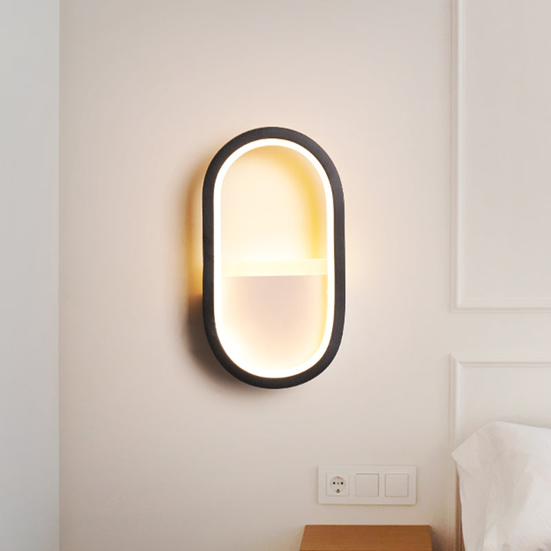 Oval Wandlicht Leuchte Zeitgenössisch Acryl Schwarz/Weiß LED Wand Sconces in Warm/Weiß Licht