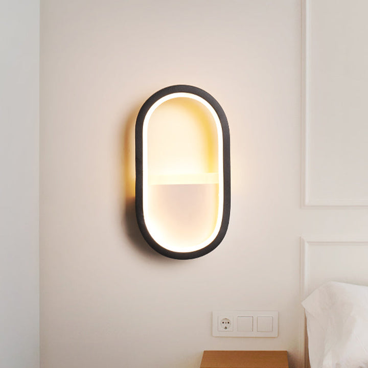 Oval Wandlicht Leuchte Zeitgenössisch Acryl Schwarz/Weiß LED Wand Sconces in Warm/Weiß Licht