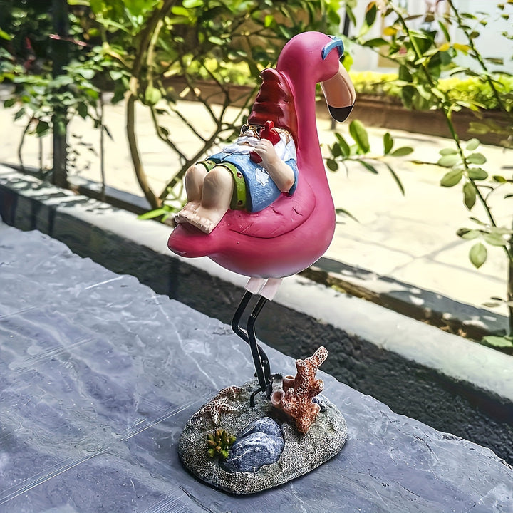Flamingo entspannende Gartenzwerg Statue