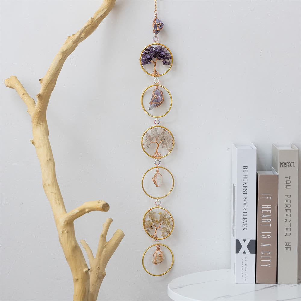 Kristall Lebensbaum 6 Ringe Wanddeko Ornament