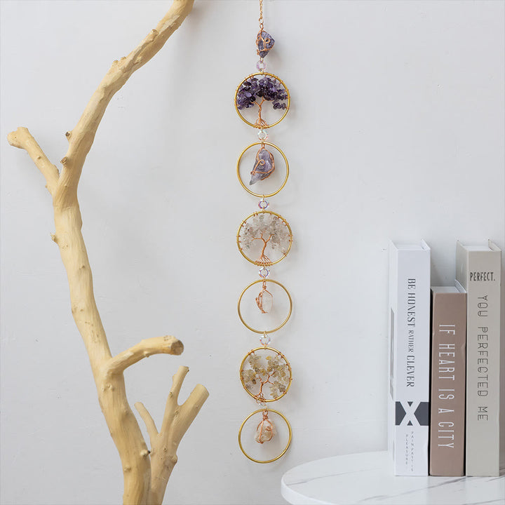 Kristall Lebensbaum 6 Ringe Wanddeko Ornament