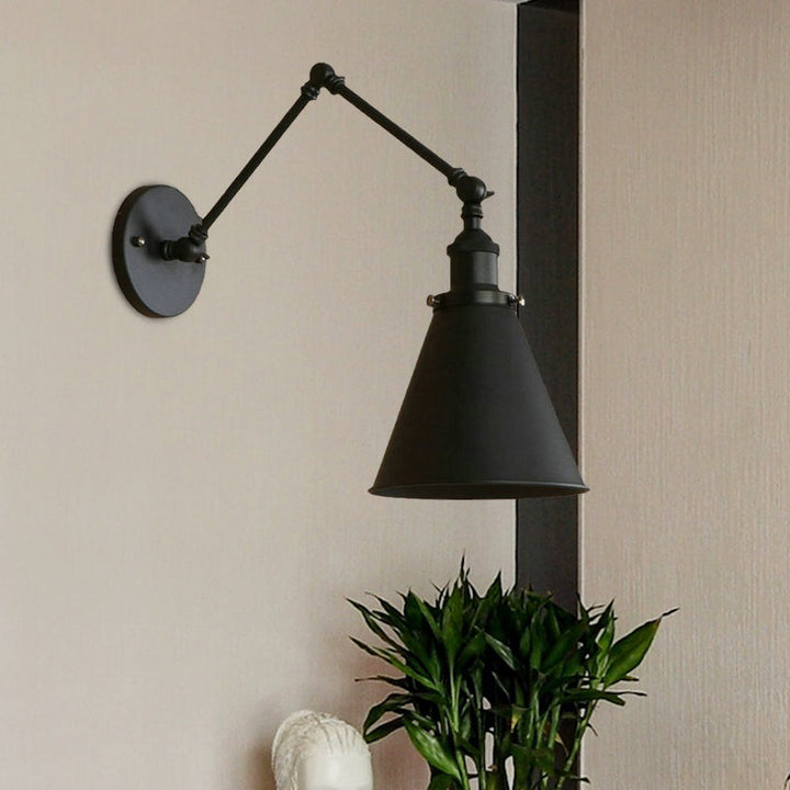 Landhausstil Kegel Wandlampe 1 Glühbirne Eisen Wandbeleuchtung in Schwarz/Rost für Schlafzimmer