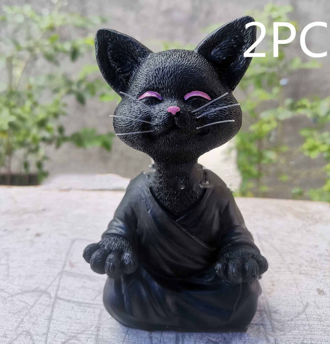 Verspielt Schwarze Buddha Katze Figur Meditation Yoga Sammlerstück Glückliche Katze Dekor Zuhause Garten Dekoration Garten Ornament