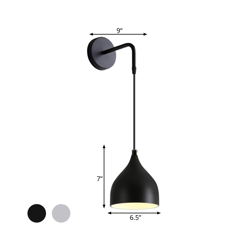 Weiß/Schwarz Finish Urnenform Wandmontage Licht Modern 1 Licht Eisen Wandpendelleuchte für Nachttisch