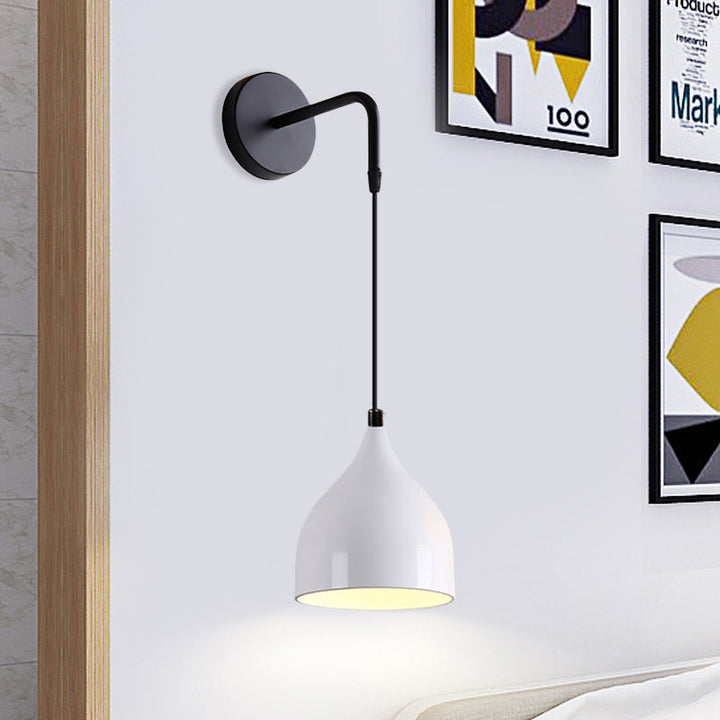 Weiß/Schwarz Finish Urnenform Wandmontage Licht Modern 1 Licht Eisen Wandpendelleuchte für Nachttisch
