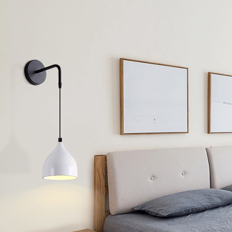 Weiß/Schwarz Finish Urnenform Wandmontage Licht Modern 1 Licht Eisen Wandpendelleuchte für Nachttisch