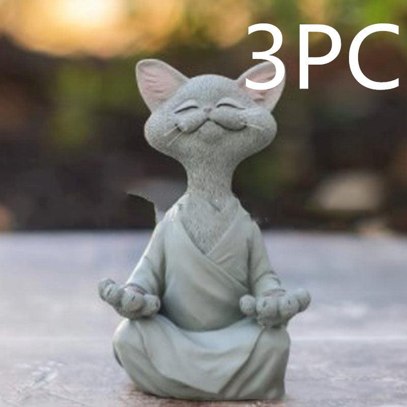 Verspielt Schwarze Buddha Katze Figur Meditation Yoga Sammlerstück Glückliche Katze Dekor Zuhause Garten Dekoration Garten Ornament