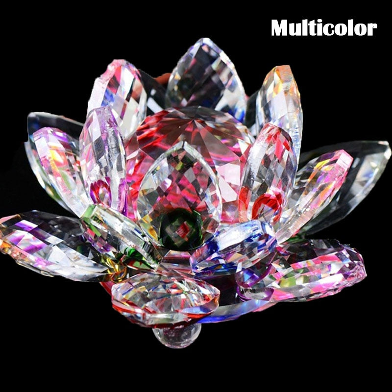 80Mm Quarz-Kristalle Lotusblumen-Handwerk Glas Fengshui Ornamente Heilende Kristalle Heim Party Wicca Dekor Yoga Geschenke Souvenir
