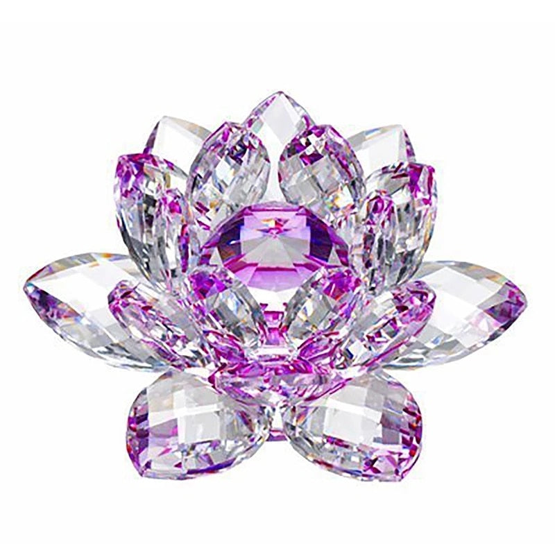 80Mm Quarz-Kristalle Lotusblumen-Handwerk Glas Fengshui Ornamente Heilende Kristalle Heim Party Wicca Dekor Yoga Geschenke Souvenir