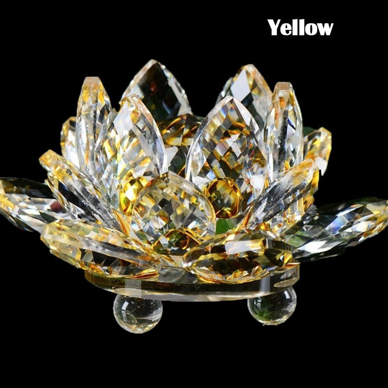 80Mm Quarz-Kristalle Lotusblumen-Handwerk Glas Fengshui Ornamente Heilende Kristalle Heim Party Wicca Dekor Yoga Geschenke Souvenir