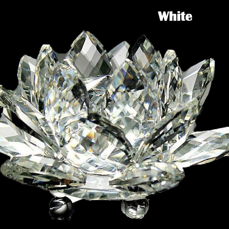 80Mm Quarz-Kristalle Lotusblumen-Handwerk Glas Fengshui Ornamente Heilende Kristalle Heim Party Wicca Dekor Yoga Geschenke Souvenir