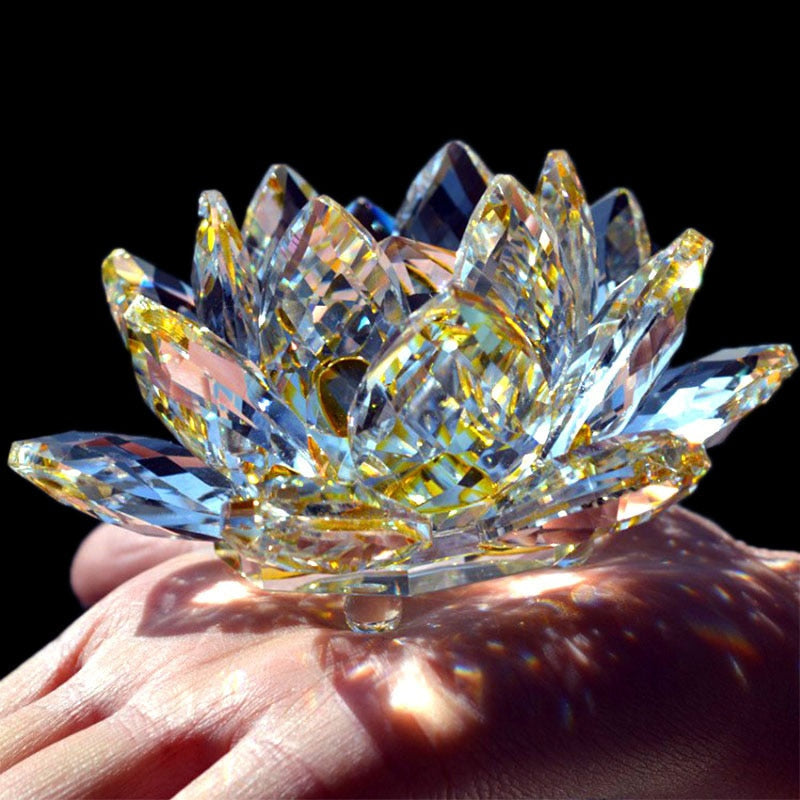 80Mm Quarz-Kristalle Lotusblumen-Handwerk Glas Fengshui Ornamente Heilende Kristalle Heim Party Wicca Dekor Yoga Geschenke Souvenir